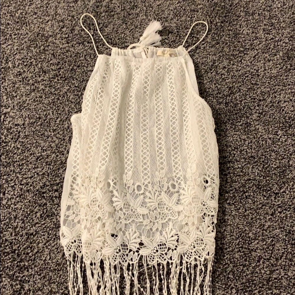 Crop top fringe tank